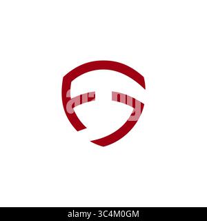 letter fg shield emblem simple geometric logo vector Stock Vector