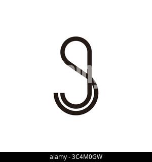 letter sj simple linked geometric lines logo vector Stock Vector