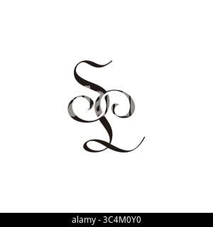 letter sl simple curves ribbon linked logo vector Stock Vector