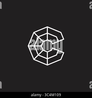 letter c octagonal lines wire geometric simple logo vector Stock Vector