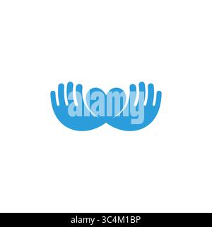 blue waves hand care simple geometric blue logo vector Stock Vector