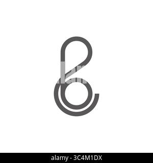 letter cb round loop circles geometric lines link simple logo vector Stock Vector