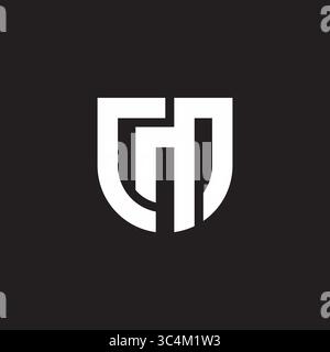 letter cm stripes black shield emblem logo vector Stock Vector
