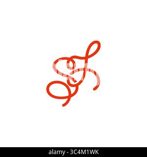 letter sl simple linked thread rope line logo vector Stock Vector