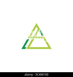 letters ab triangles green mountain lines logo vector Stock Vector