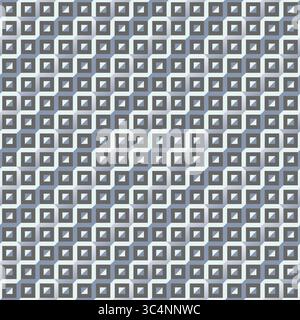 Seamless geometric pattern with isometric cube tiles in gray tones. Stock Vector