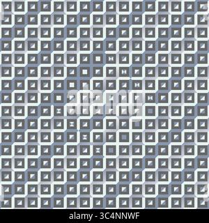 Seamless geometric pattern with isometric cube tiles in gray tones. Stock Vector