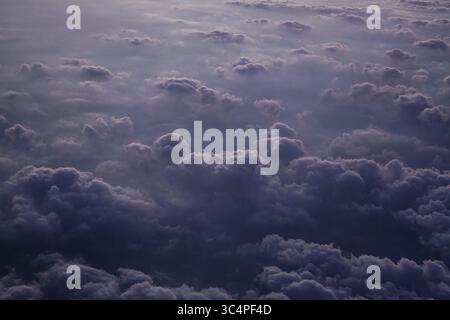 Abstract texture of bluish clouds to be dark seen from above. Stock Photo