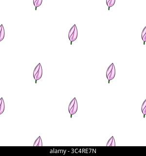 A delicate vector seamless pattern featuring light pink magnolia buds, meticulously drawn with a hand-sketch style, set against a pristine white backg Stock Vector
