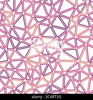 Minimal geometric background. Compact triangles size. Multiple colors style. Geometric shapes outlined. Repeatable pattern. Rose Petal Glow. Stock Vector