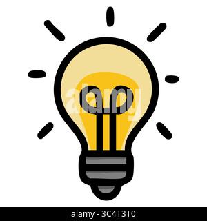 A vibrant vector illustration of a light bulb, radiating energy and innovative ideas, featuring a bold outline and a warm yellow glow, perfect for rep Stock Vector