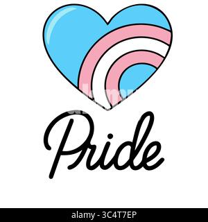 Transgender Pride vector illustration featuring a heart-shaped design with pastel colors and bold typography. Stock Vector