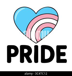 Transgender Pride Vector Heart Illustration: A vibrant vector graphic featuring a heart incorporating the transgender flag colors, accompanied by the Stock Vector