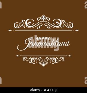 Happy Janmashtami wishes vector, Janmashtami greeting card design, Krishna festival vector art, Janmashtami celebration illustration, symmetric Stock Vector