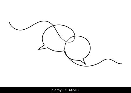 Minimalist continuous one line drawing of speech bubble icon isolated on clean white background Stock Vector