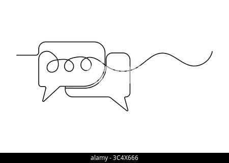 Minimalist continuous one line drawing of speech bubble icon isolated on clean white background Stock Vector