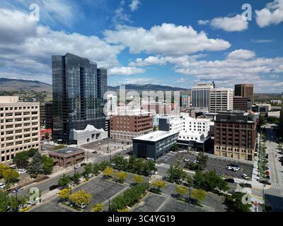Aerial view of downtown Boise skyline, Idaho on a sunny afternoon with puffy clouds in the sky Stock Photo