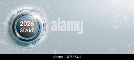 2026 Start Button Network Banner Button with progress bar and text 2026 Start. Stock Photo