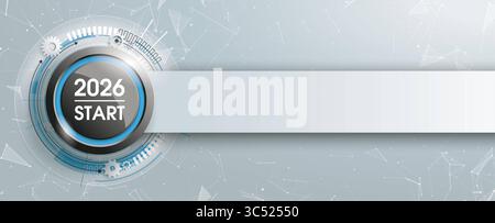 2026 Start Button Network Line Banner Button with progress bar and text 2026 Start. Stock Photo
