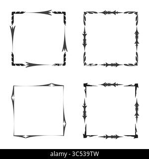 Pixel star border. Irregular edge frame. Black abstract shape. Vector digital icon. Stock Vector