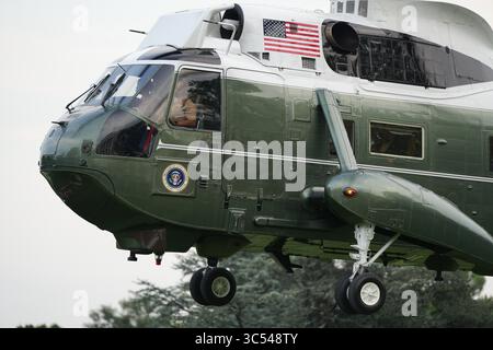 WASHINGTON, USA — July 29 2025: President Trump arrives at the White House on Marine One after a weekend trip to Scotland. Credit: Jonah Elkowitz/Alamy Live News Stock Photo