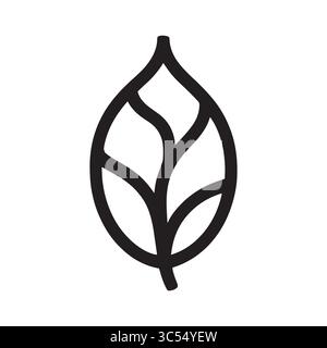 Abstract Leaf Silhouette – Minimalist Black & White Botanical Icon for Eco-Friendly and Nature-Inspired Design Stock Vector