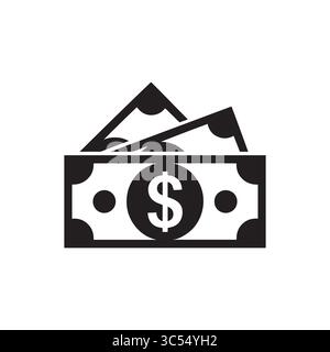 Dollar Bill Silhouettes – Minimalist Black & White Currency Icons for Financial & Economic Themes Stock Vector