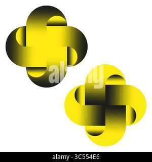 Abstract gradient emblem. Yellow black shape. Intertwined design Vector. Modern corporate symbol. Stock Vector