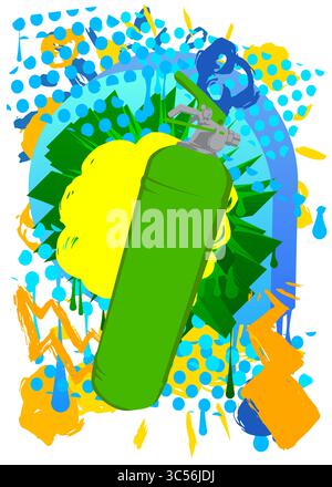 Fire Extinguisher graffiti. Abstract modern street art decoration performed in urban painting style. Stock Vector