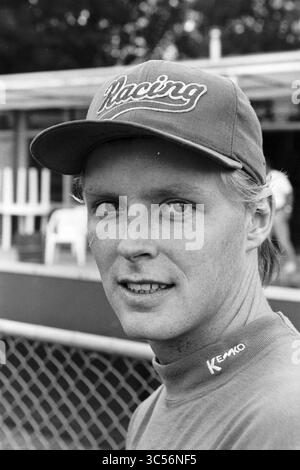 Baseball player Benno Maat, RCH, Heemstede, Heemstede, The Netherlands, 23-07-1997 Whizgle News, Dutch Desk, The Netherlands, 1950-2000 A young man with short blonde hair and an engaging expression wears a cap that prominently features the word "Racing." He appears focused and confident, standing in an outdoor setting with a blurred background suggesting activity nearby. His attire suggests a sporty or competitive context. Stock Photo