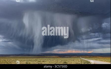 Rain Squall, Flaming Gorge National Recreation Area in southwestern Wyoming. Stock Photo