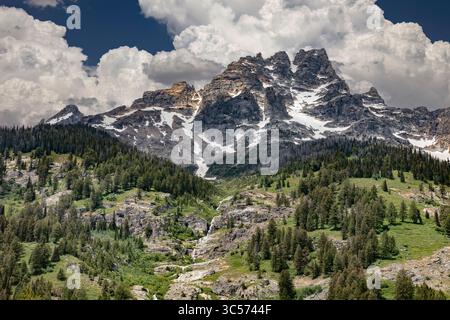 Teewinot Mountain, Grand Teton National Park, Wyoming. Stock Photo