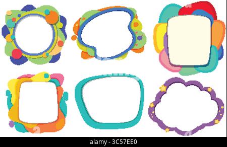 A vibrant collection of abstract frames with playful shapes and bright colors, perfect for creative projects and designs Stock Vector