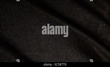 Black wave fabric on isolated. Abstract curved curtian background and copy space. Stock Photo