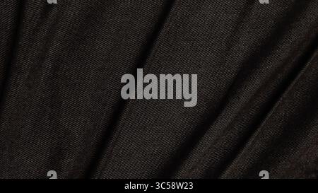 Black wave fabric on isolated. Abstract curved curtian background and copy space. Stock Photo