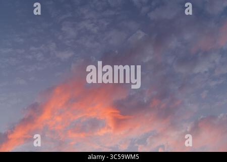 Colorful Cloud Layer in Blue Hour Sky Stock Photo