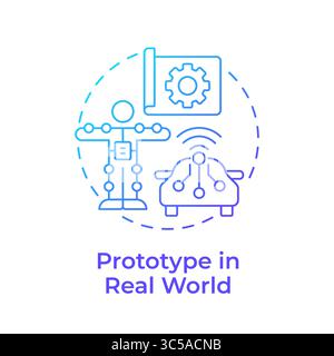 Prototype in real world blue gradient concept icon Stock Vector