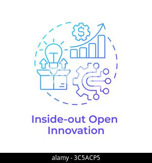 Inside out open innovation blue gradient concept icon Stock Vector