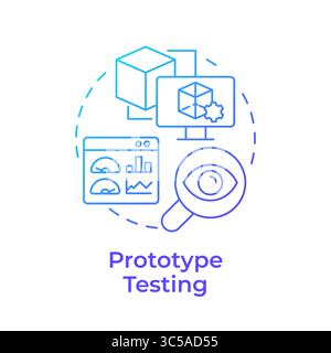 Prototype testing blue gradient concept icon Stock Vector