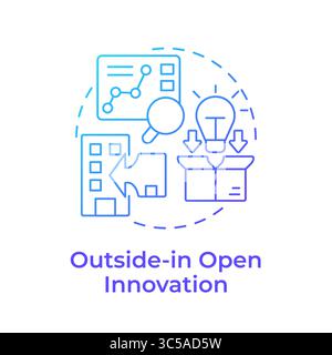 Outside in open innovation blue gradient concept icon Stock Vector