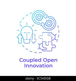 Coupled open innovation blue gradient concept icon Stock Vector