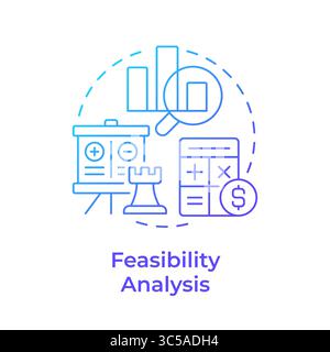 Feasibility analysis blue gradient concept icon Stock Vector
