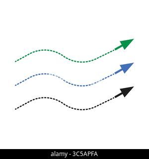 Tail Arrow Icon Set – Directional, Curved, and Navigation Arrows Collection Stock Vector