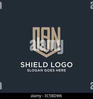 Initial AN logo shield guard shapes logo idea vector graphic vector graphic Stock Vector