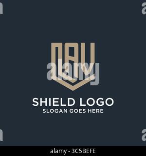 Initial AV logo shield guard shapes logo idea vector graphic vector graphic Stock Vector