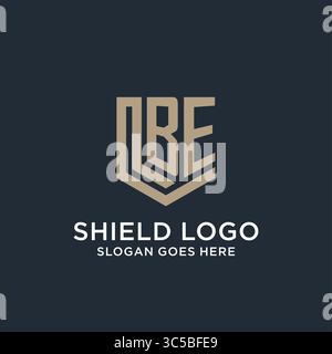 Initial BE logo shield guard shapes logo idea vector graphic vector graphic Stock Vector