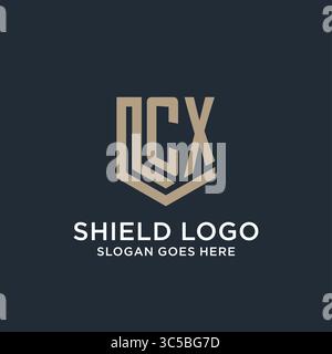 Initial CX logo shield guard shapes logo idea vector graphic vector graphic Stock Vector