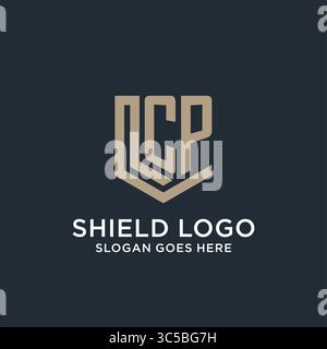 Initial CP logo shield guard shapes logo idea vector graphic vector graphic Stock Vector