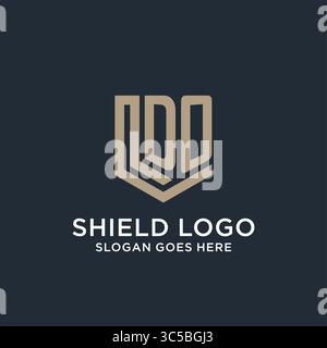 Initial DO logo shield guard shapes logo idea vector graphic vector graphic Stock Vector