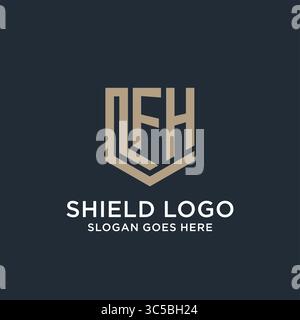 Initial FH logo shield guard shapes logo idea vector graphic vector graphic Stock Vector